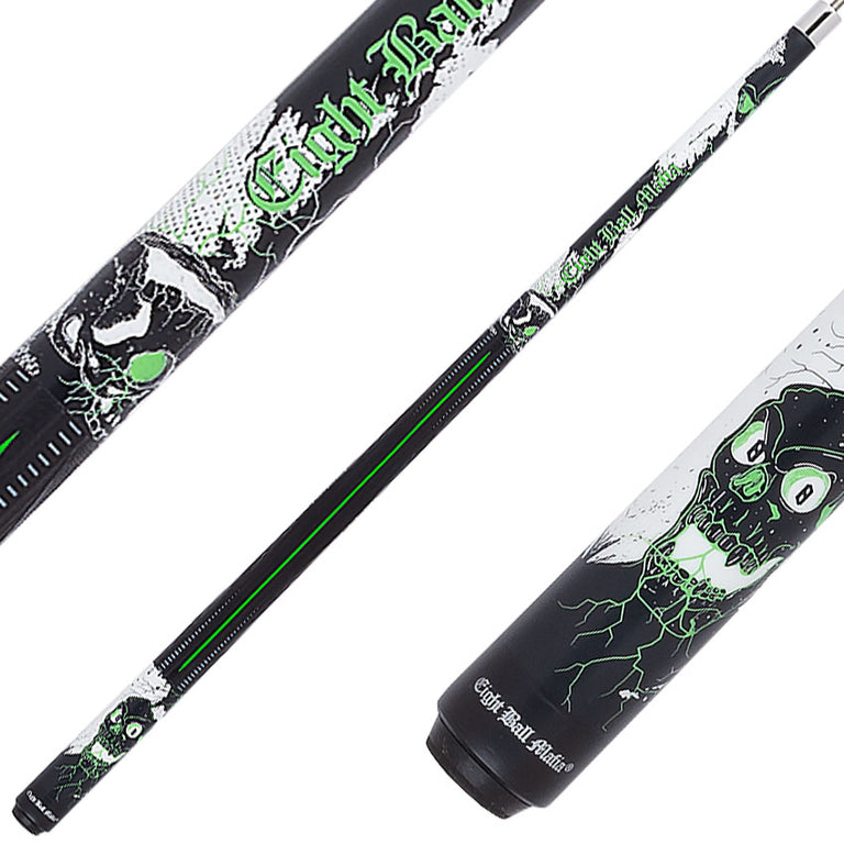 Eight Ball Mafia EBM21 Play Cue - Lime Green Skulls