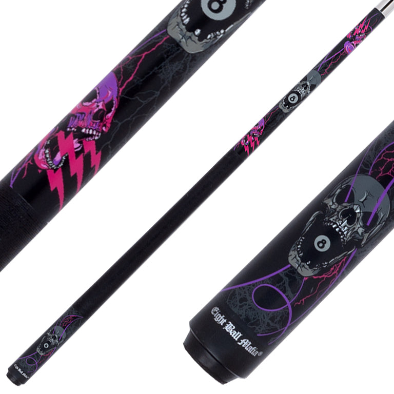 Eight Ball Mafia EBM22 Play Cue - Pink and Purple Skulls