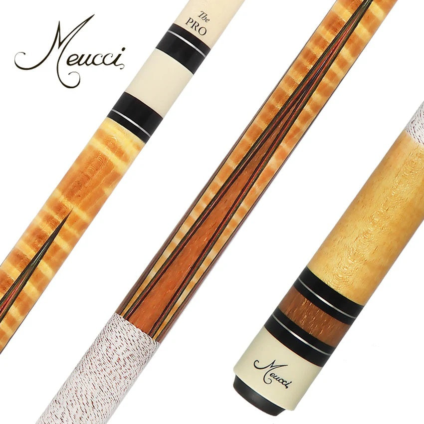 Meucci ECHO-1 Pool Cue - Curly Maple with Tulipwood Points and "The Pro" Shaft