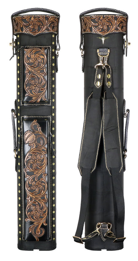 Volturi Custom 4X8 Black Genuine Crocodile Hard Pool Cue Case