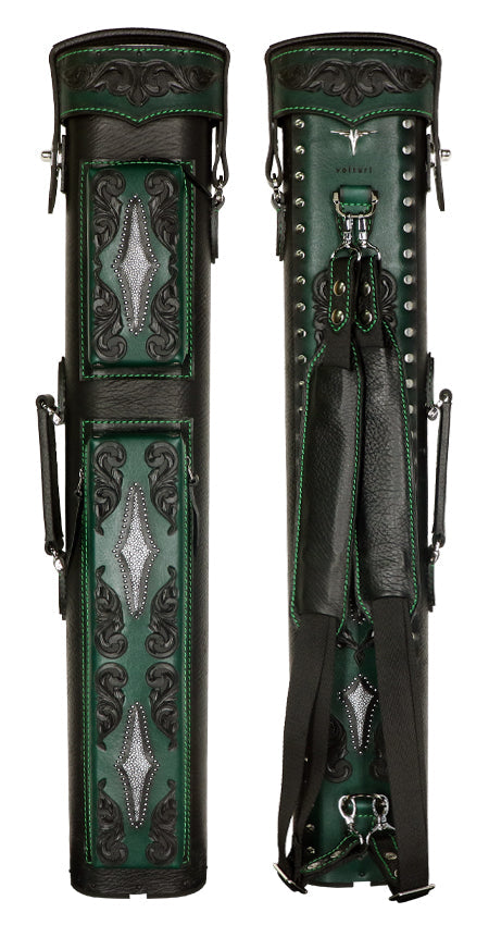 Volturi Custom Venice Style Black/Green 4X8 Hard Pool Cue Case
