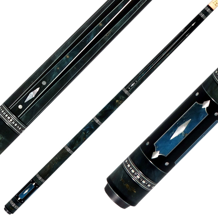 Fury FUAM18 No Wrap Pool Cue - Ebony with Burl Points and Wrap Section with AMFCHT2 Wood Shaft