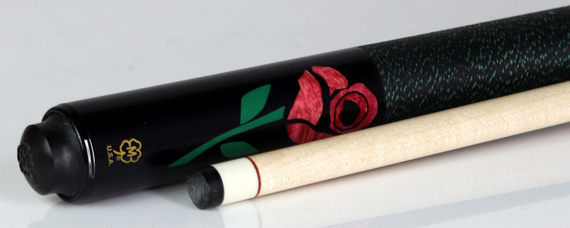 McDermott G435 G Series Pool Cue - Birdseye Maple with Black Urethane Points and Red Burl Rose Inlays