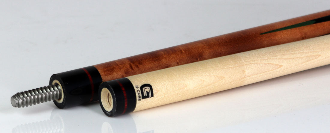 McDermott G435 G Series Pool Cue - Birdseye Maple with Black Urethane Points and Red Burl Rose Inlays
