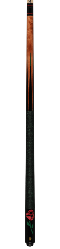 McDermott G435 G Series Pool Cue - Birdseye Maple with Black Urethane Points and Red Burl Rose Inlays