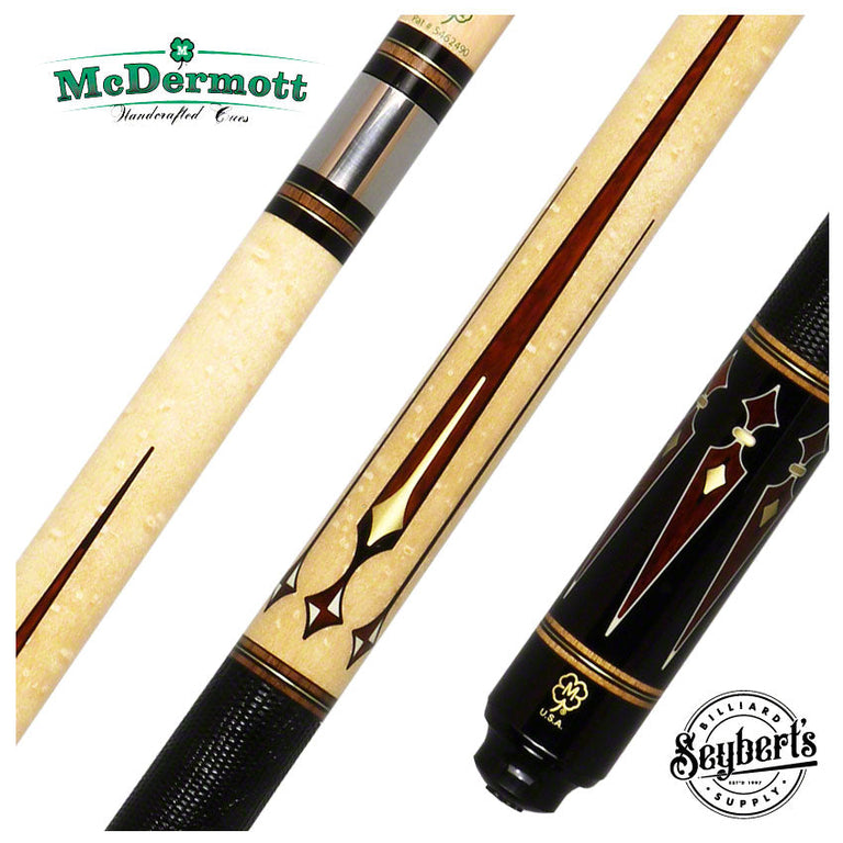 McDermott G Series Birdseye Maple Forearm with Snakewood/Brass/Bone Points Pool Cue - G803