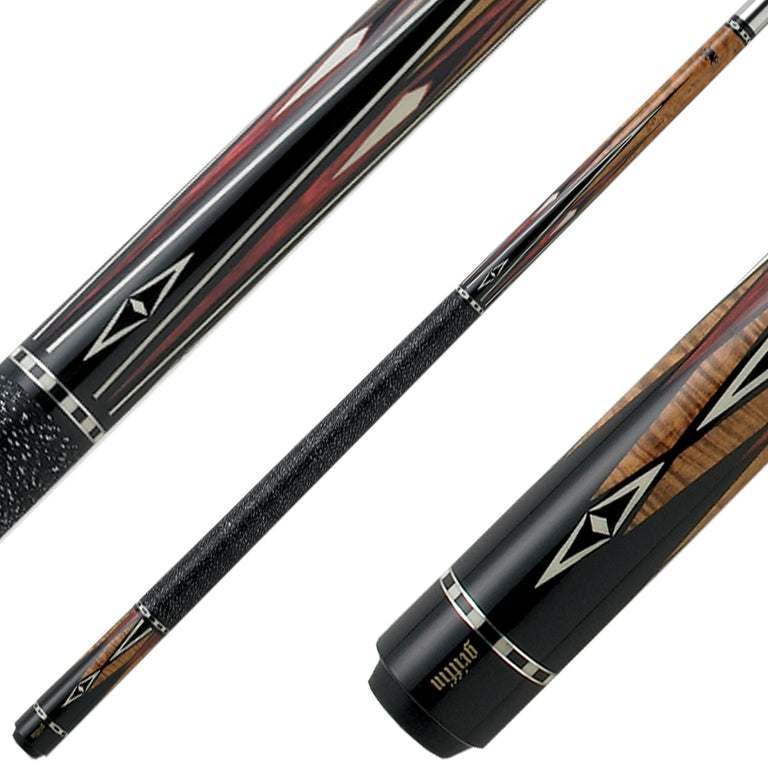 Griffin Cues GR17 - Dark Brown Stain with Black and Red Points