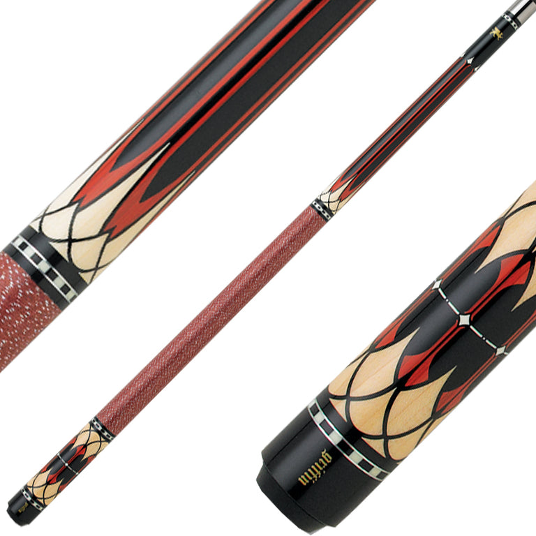 Griffin Cues GR31 - Black Stain with Brown Weave Design Points