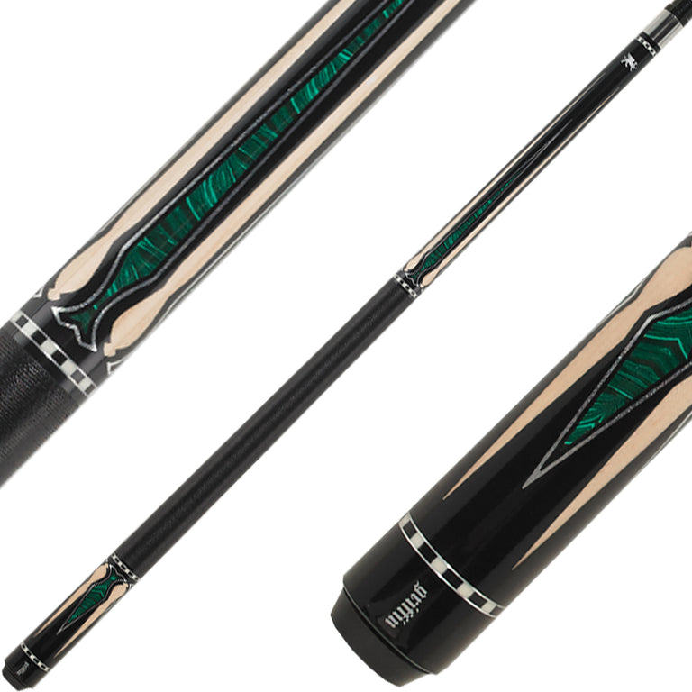 Griffin Cues GR46- Black with Maple and Green Reflective Points