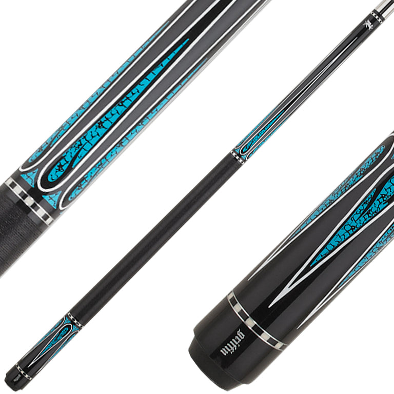 Griffin Cues GR54- Black with White and Turquoise Teardrop Points