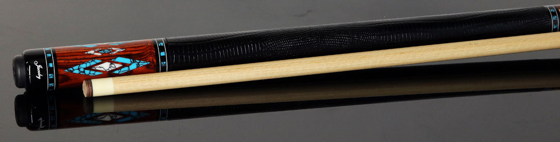 Jacoby HBV2 Series Pool Cue - Maple and Cocobolo with Turquoise and White Buffalo Turquoise Inlays