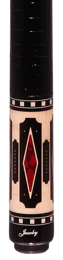 Jacoby HBV2 Series Pool Cue - Birdseye Maple with Ebony Points and Bloody Jasper Inlays