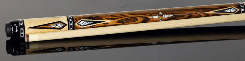Jacoby HBV2 Series Pool Cue - Curly Maple with Bocote Points and White Buffalo Turquoise Inlays