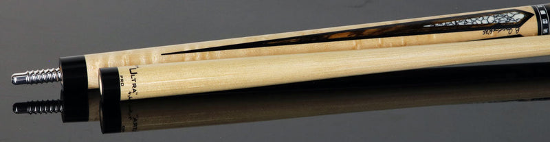 Jacoby HBV2 Series Pool Cue - Curly Maple with Bocote Points and White Buffalo Turquoise Inlays