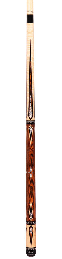 Jacoby HBV2 Series Pool Cue - Curly Maple with Bocote Points and White Buffalo Turquoise Inlays