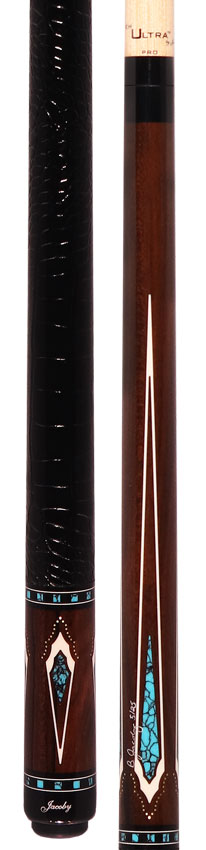 Jacoby HBV2 Series Pool Cue - Ziricote with Turquoise and White Juma Points