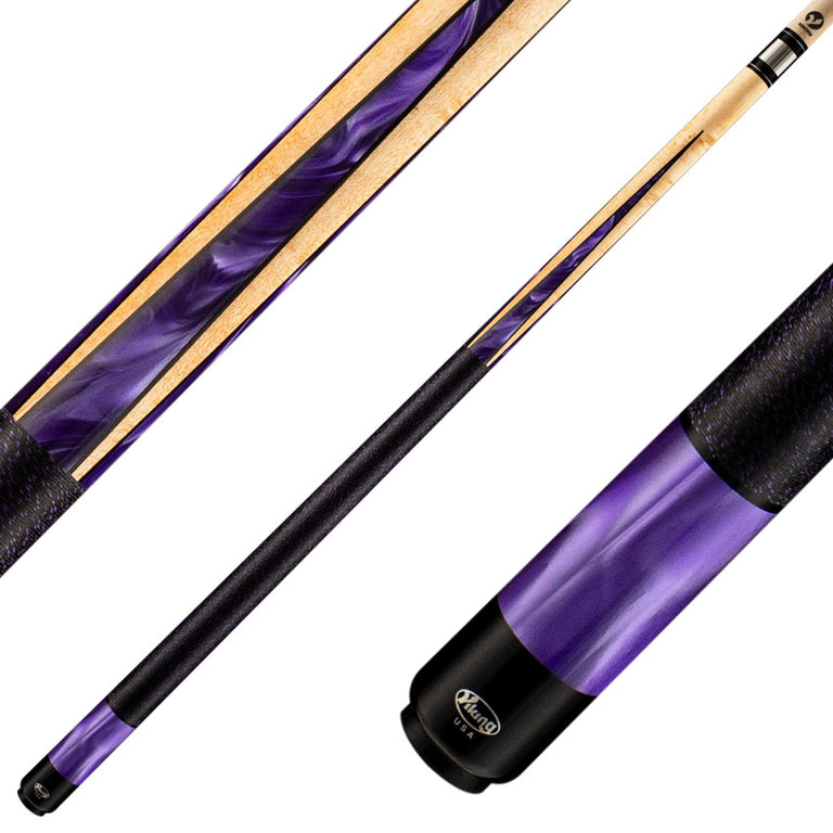 Viking HL0204 Helix Series Play Cue - Khaki-Stained Birdseye Maple with 8 Black and Purple Premium Pearl Inlays