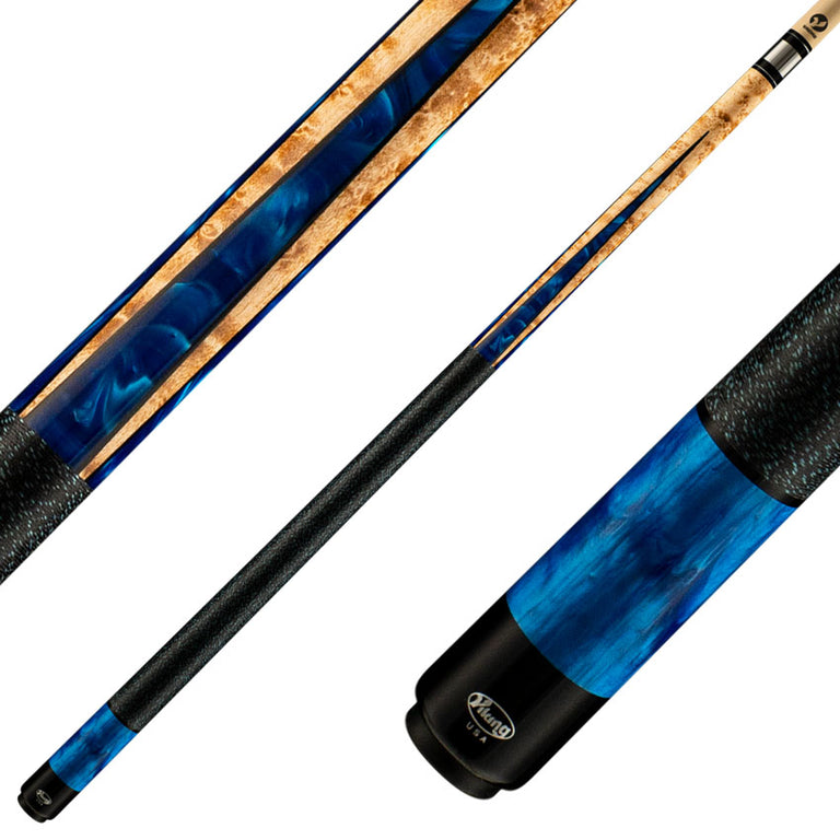 Viking HL0304 Helix Series Play Cue - Khaki Stained Bridseye Maple with Black and Blue Premium Pearl