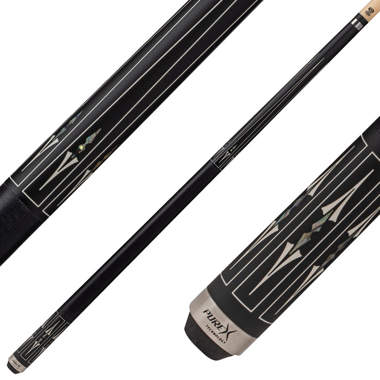 Pure X Matte Black with Mother-of-Pearl Graphic Pool Cue with MZ Sport Grip Wrap