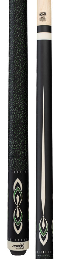 Pure X Matte Black with Malachite and White Graphic Pool Cue with