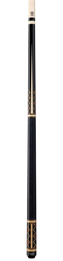 Pure X Midnight Black and Natural Maple with Bocote and Thuya Burl Graphic Pool Cue with Linen Wrap