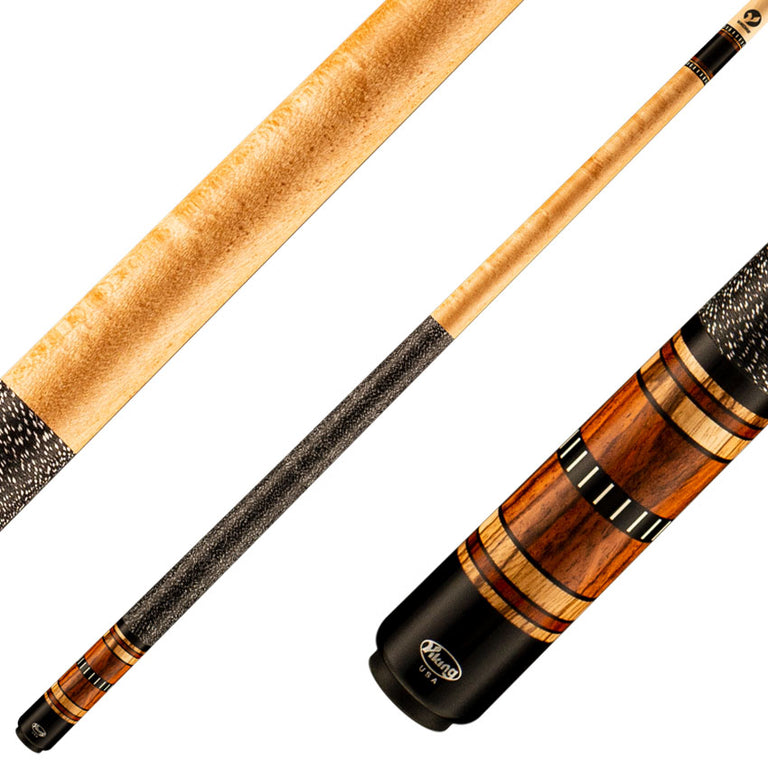 Viking IM0300 Impero Series Play Cue - Khaki Stain Birdseye Maple with Zebrawood and Cocobolo Rings