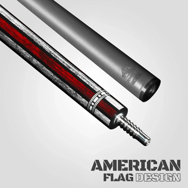 Rhino RCVOYUSA Voyager Series Carbon Pool Stick - No Wrap USA Flag with 12.5mm Carbon Shaft