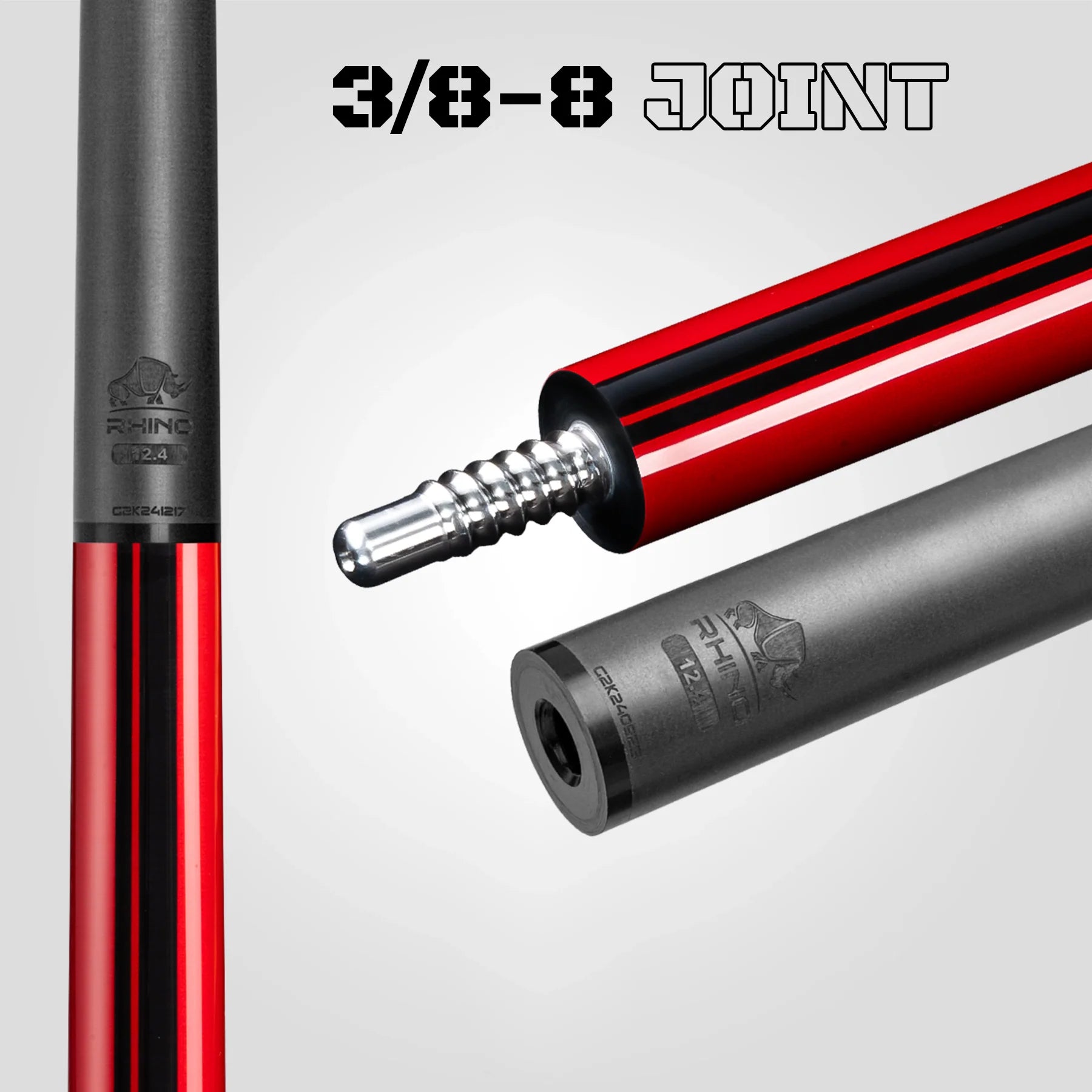Rhino RCNEB2SWRD Nebula 2 Pool Cue with Sport Wrap - Crimson Red