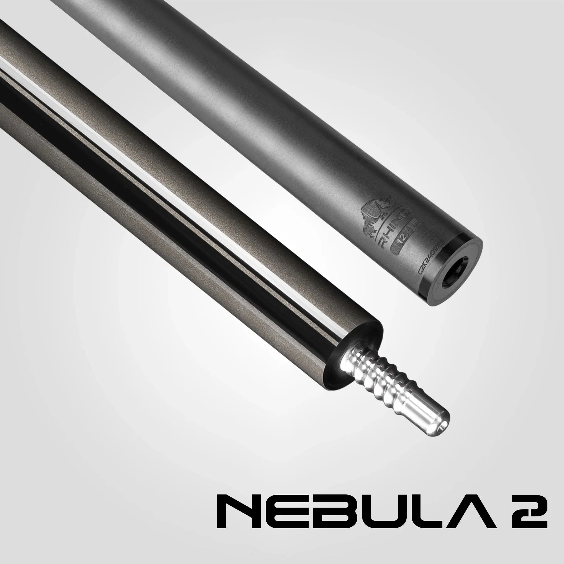 Rhino RCNEB2SWGY Nebula 2 Pool Cue with Sport Wrap - Charcoal Gray