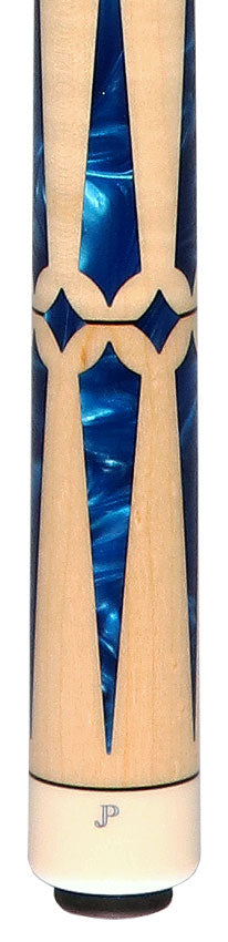 J Pechauer JP15T JP T Series No Wrap Pool Cue - Figured Maple with Blue Pearl Inlays