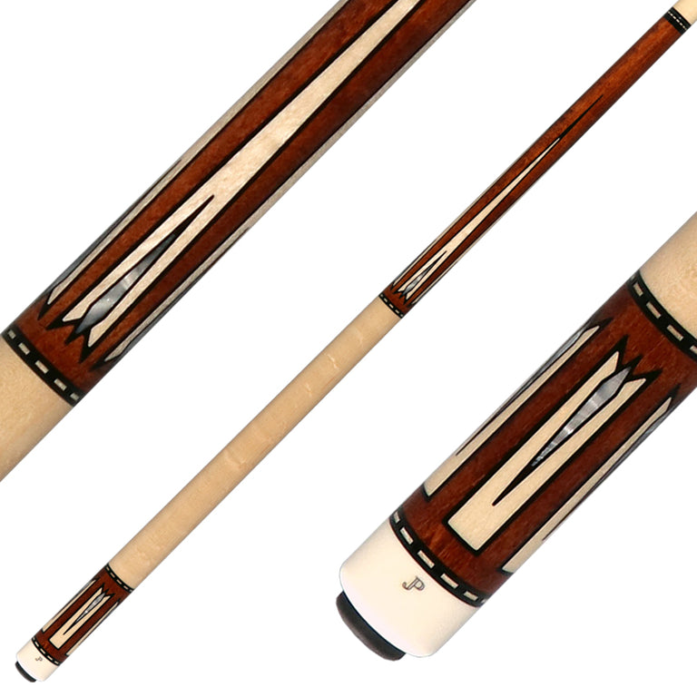 J Pechauer JP16T JP T Series No Wrap Pool Cue - Chestnut-Stained Maple with Sim. Ebony Framed Maple Points