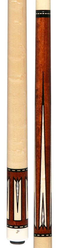 J Pechauer JP16T JP T Series No Wrap Pool Cue - Chestnut-Stained Maple with Sim. Ebony Framed Maple Points