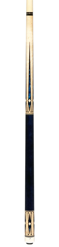 J Pechauer JP20T JP T Series No Wrap Pool Cue - No-Stained Maple with Sim. Ebony Framed Blue Pearl Points