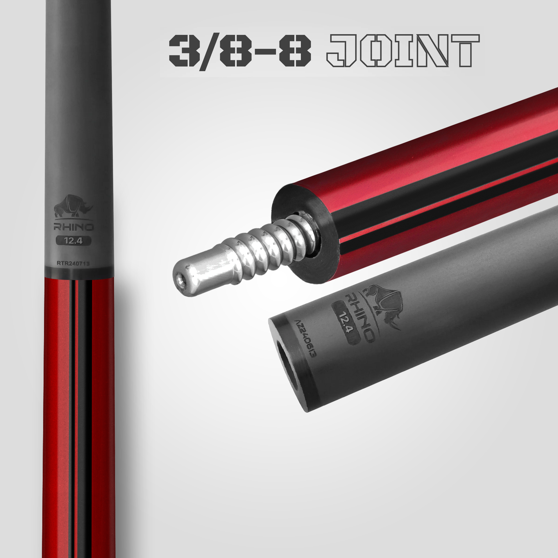 Rhino RCNEB2NWRD Nebula 2 No Wrap Pool Cue - Crimson Red