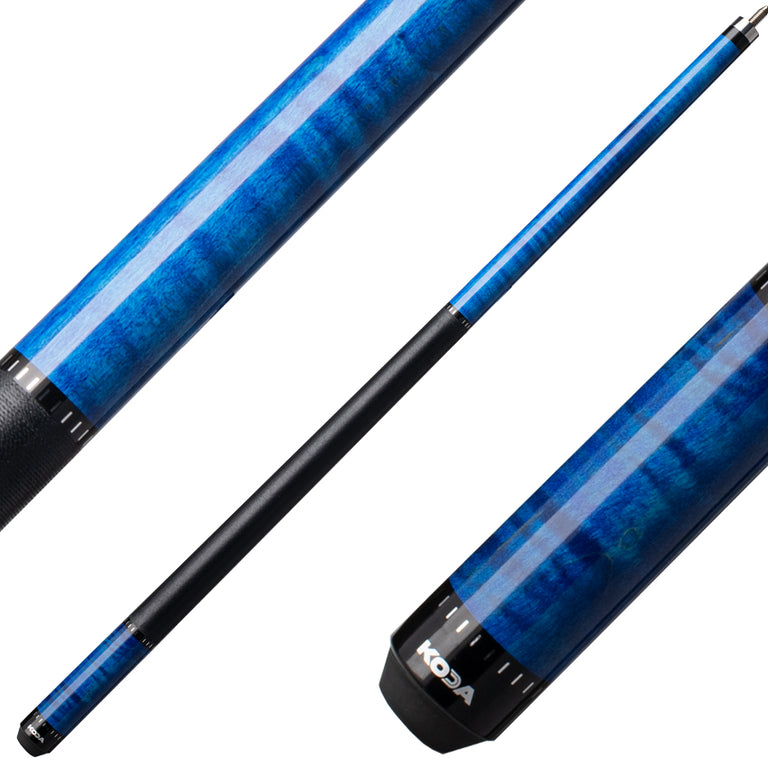 Koda KD32 Pool Cue - Blue Stained Curly Maple with Wrap