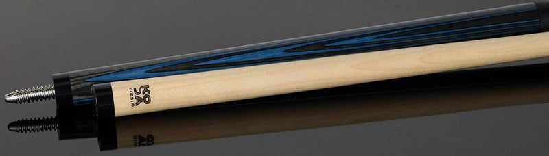 KODA Sky Blue and Gray Laminate Pool Cue with Linen Wrap