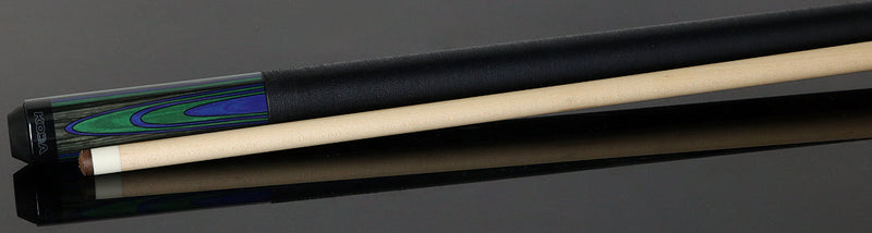 KODA Violet Blue and Green Laminate Pool Cue with Linen Wrap