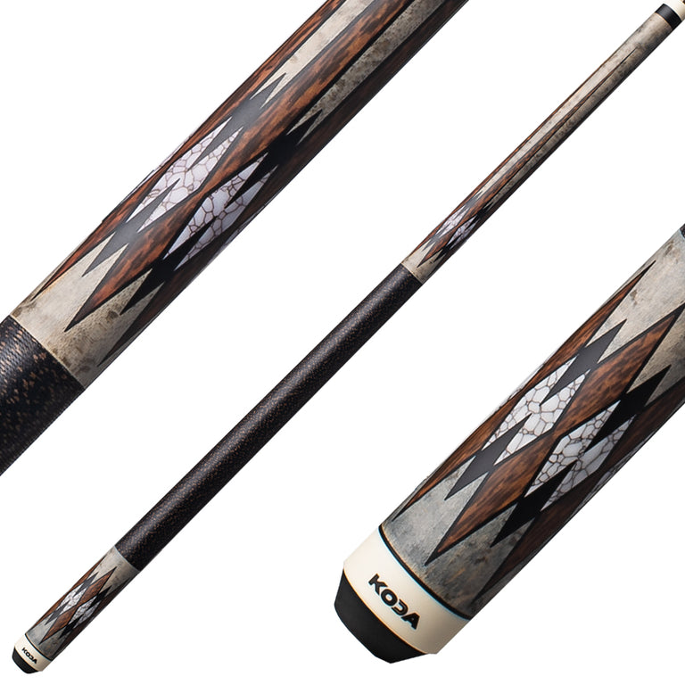 Koda KD52 Pool Cue - Grey with Micarta and Cocobolo Point Graphics