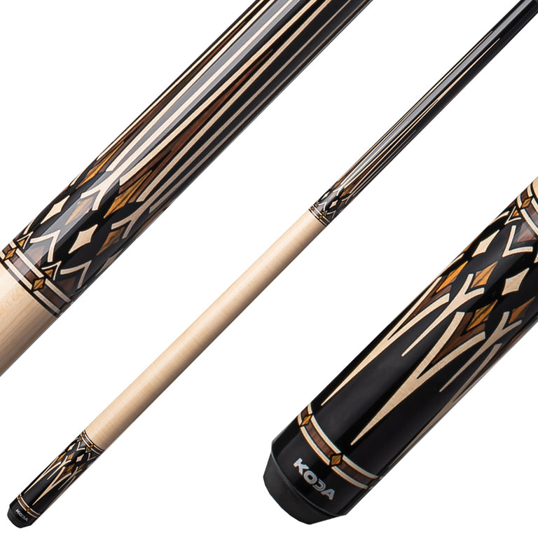Koda KD53 Pool Cue - Black with Natural and Cocobolo Point Graphics