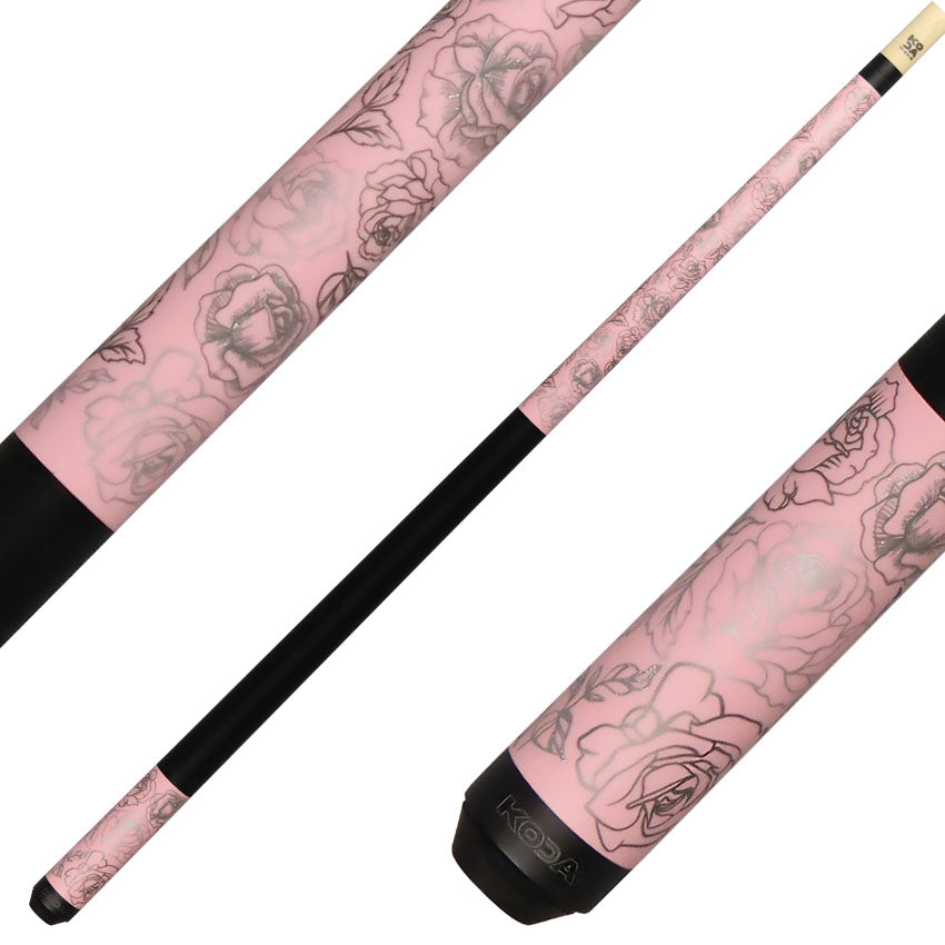 Koda KDV30PK Pool Cue - Pink Rose Graphic