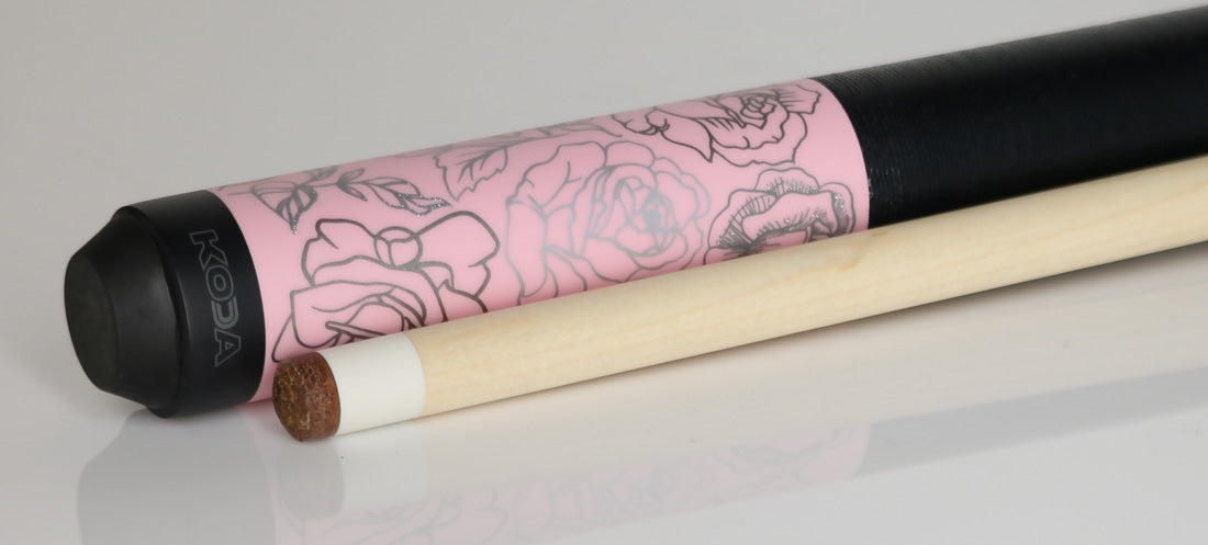Koda KDV30PK Pool Cue - Pink Rose Graphic