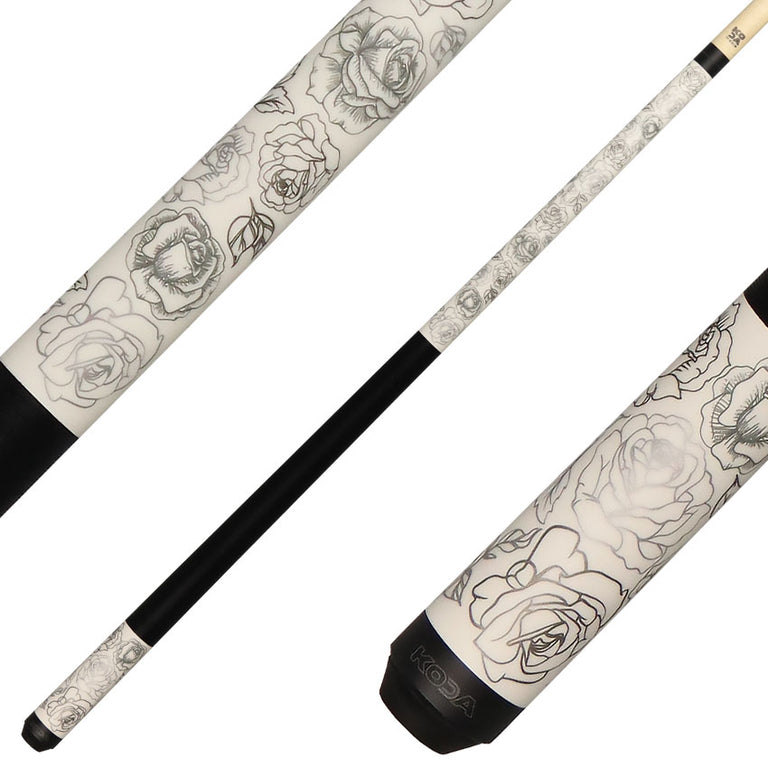 Koda KDV30WH Pool Cue - White Rose Graphic