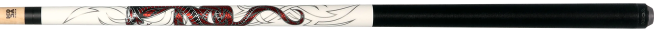 KODA White with Red Cobra Graphic Pool Cue with Linen Wrap - KDV40WH