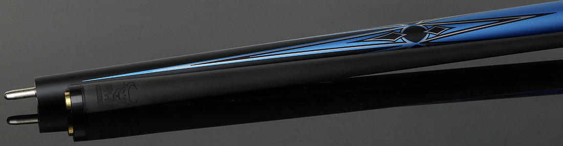 K2 Matte Metallic Blue with Silver and Black Graphic Pool Cue with 11.75mm RK Carbon Fiber Shaft  Shaft