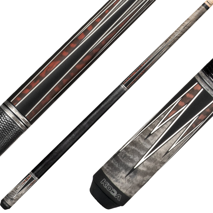 K2 KL182 Pool Cue - 8 Point Matte Grey Snake Graphic with 11.75mm LD Shaft