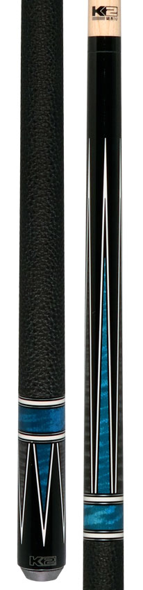 K2 Pool Cue - Black/Grey/Blue 4 Point Graphic with 12.50mm LD Shaft