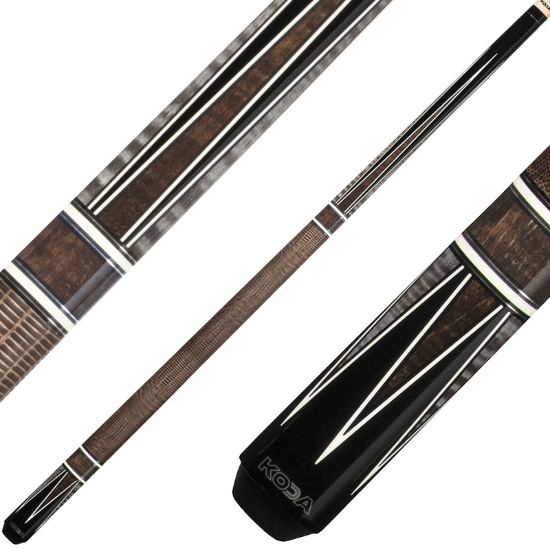 K2 KL190 Pool Cue - 4 Point Black/Grey/Brown Graphic with 11.75mm LD Shaft