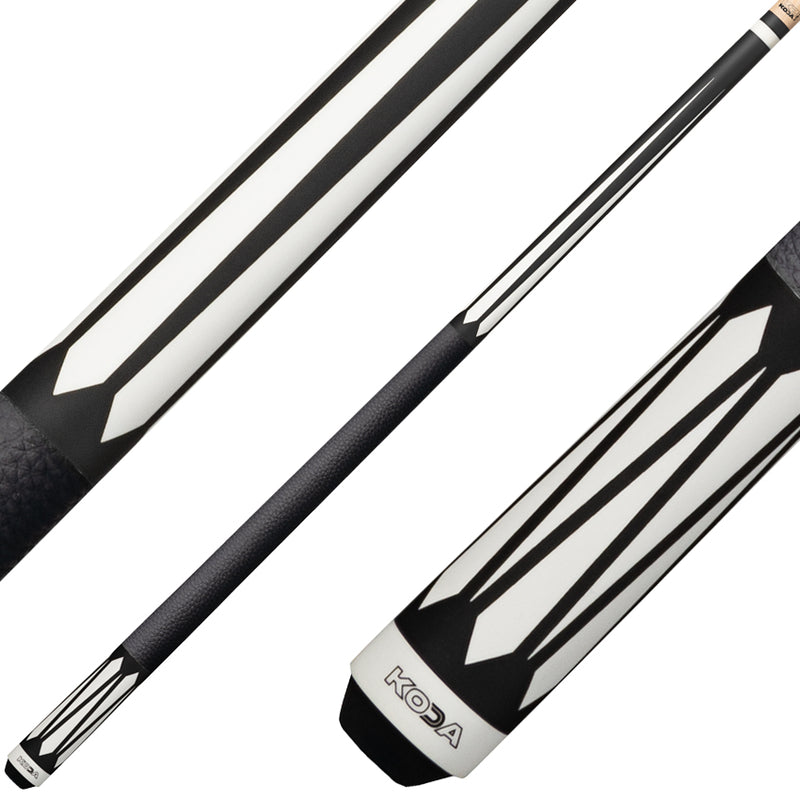 K2 KL191 Pool Cue - 6 Point Black and White Graphic with 11.75mm LD Shaft