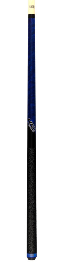 K2 KLCBL Pool Cue with Leather Wrap - Matte Blue-Stained Maple with 11.75mm LD Shaft