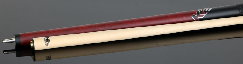K2 KLCRD Pool Cue with Leather Wrap - Matte Red-Stained Maple with 12.50mm LD Shaft